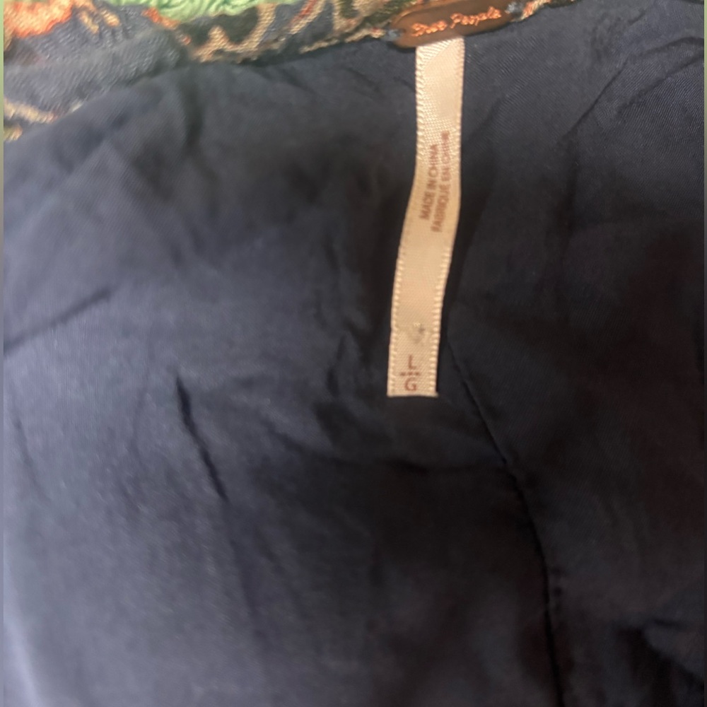 Free People Style Blue Floral Boho Tunic Top Flowy Long Sleeve - Picture 7 of 10